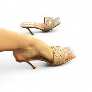 Nude mules woven heels #glamour #summer club   Size 9    90s vintage y2k